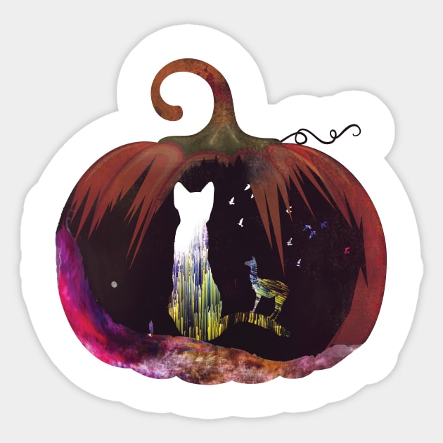 Pumpkin Cat Sticker by bumalum